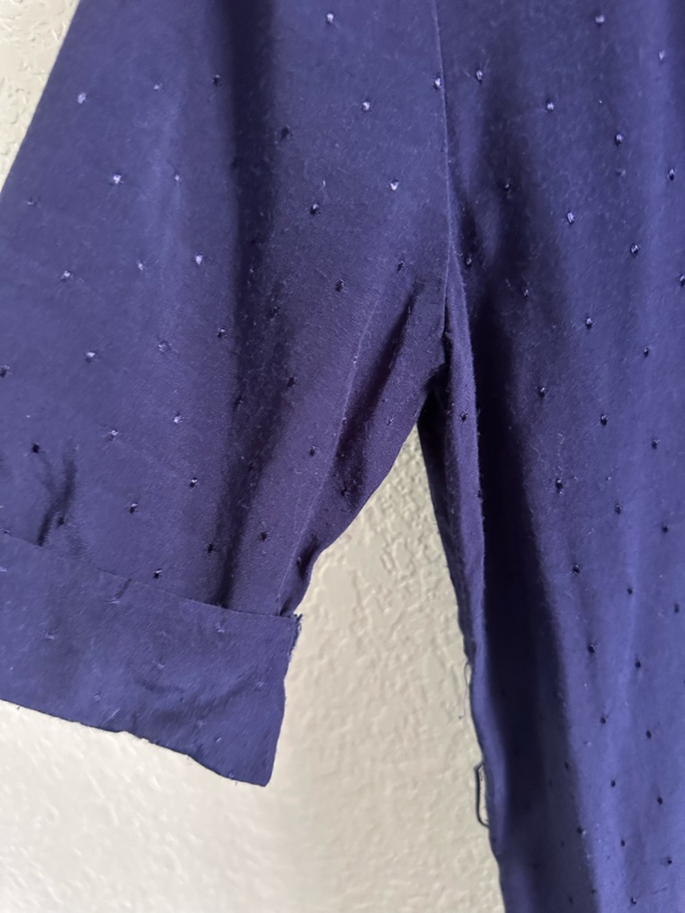 Topshop Navy Polka Dot Shirt Dress Short Sleeve Belted Style (No Belt) Size 2 - Picture 4 of 11